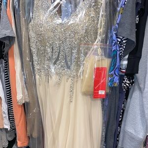 NEW WITH TAGS!! Never worn!! Beautiful champagne color prom dress